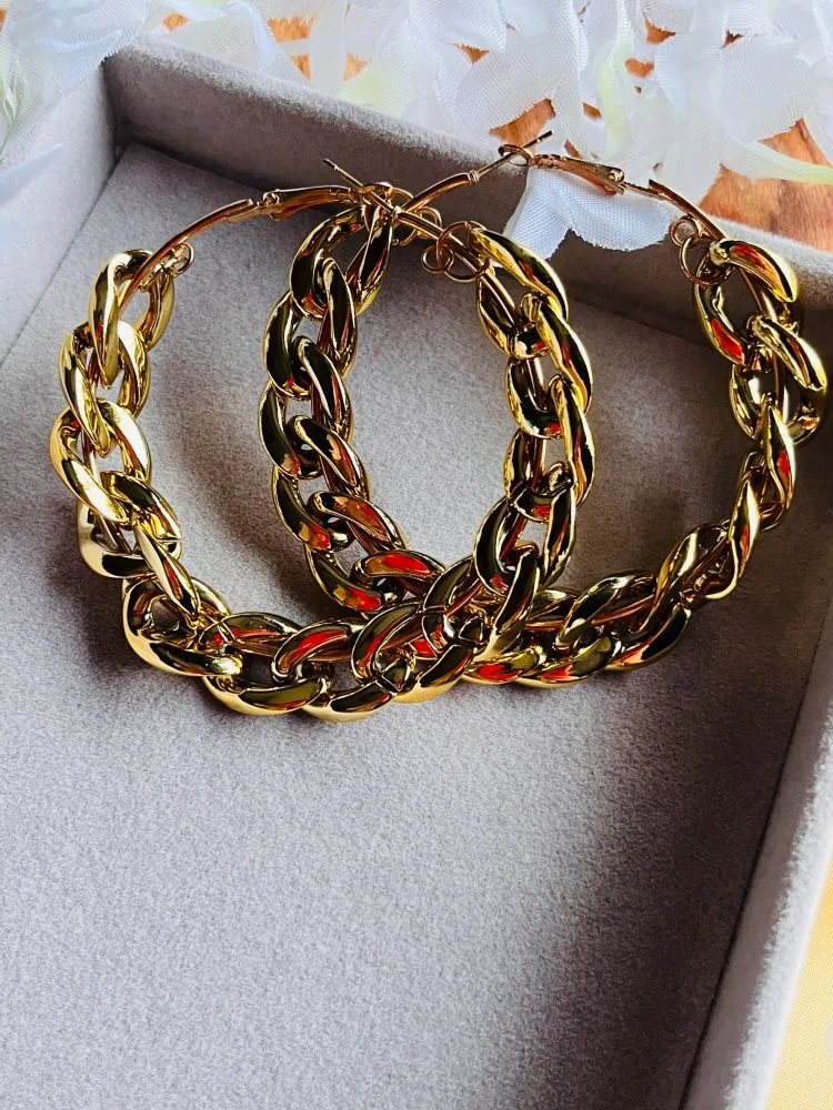 Gold Plated Big Hoop Western Earrings