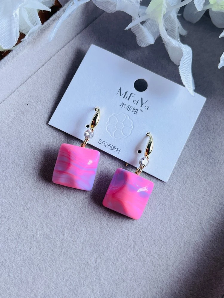 Korean Design Luxury Pink Drop Earrings