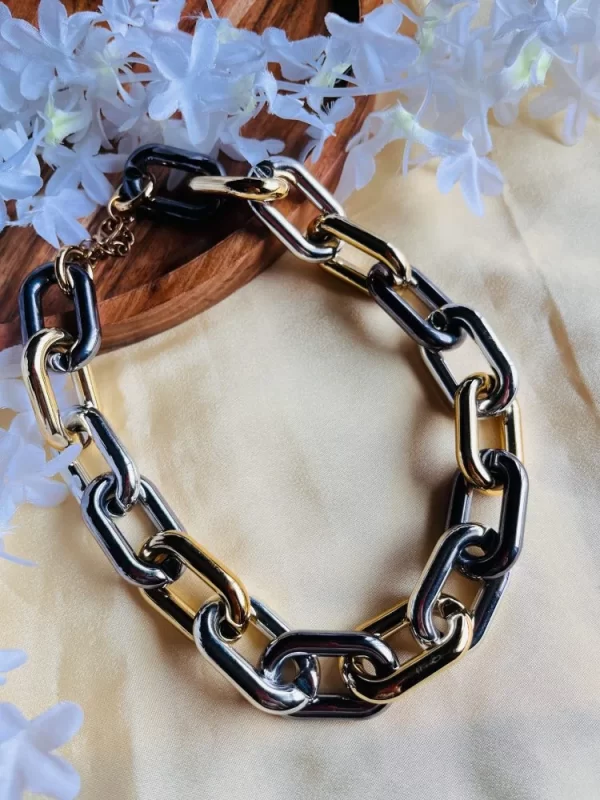 western dual tone link chain necklace