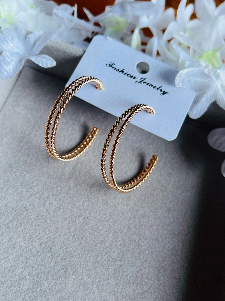 Gold Plated Premium Double Layered Hoop Earrings