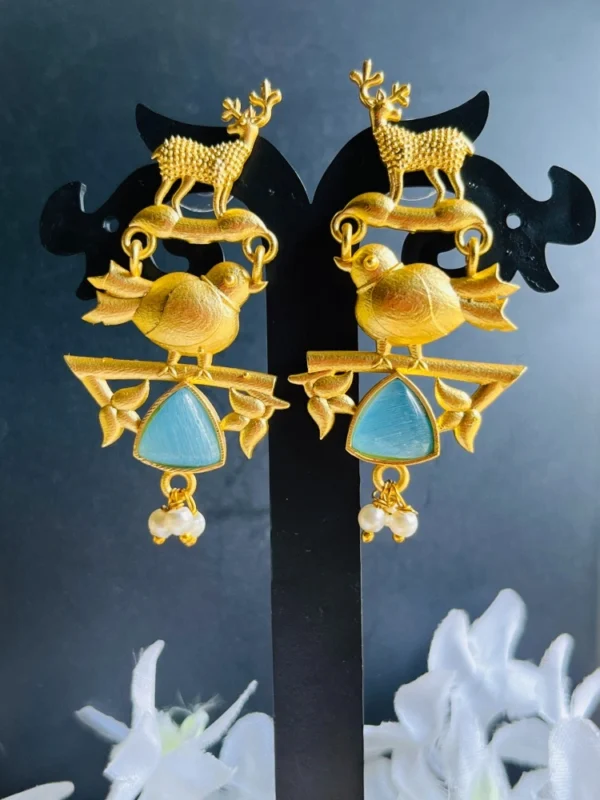 medium-bird-deer-brass-golden-earring