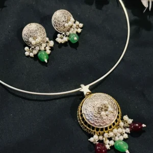 silver-replica-jhumka-hasli-set