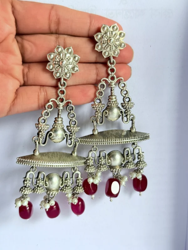 red-beads-silver-dangler-earrings