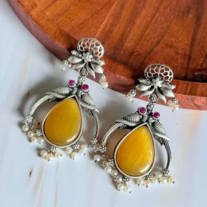 peacock-motif-silver-plated-drop-earrings
