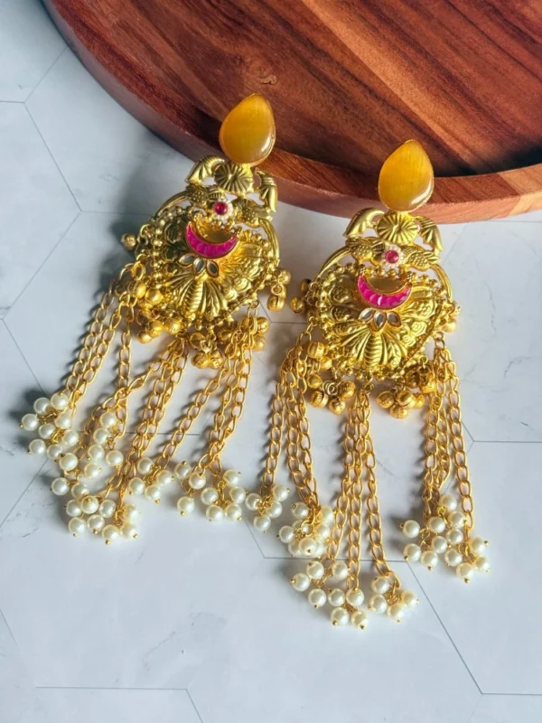 yellow-pink-brass-earrings