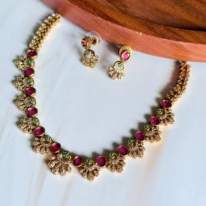 pink-beads-stone-necklace-set