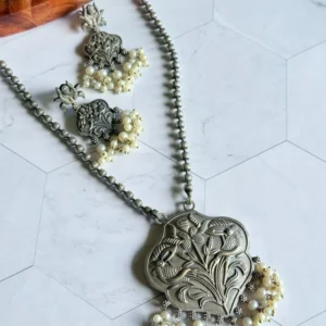 silver-oxidised-necklace-set