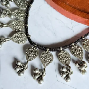 black-thread-silver-necklace