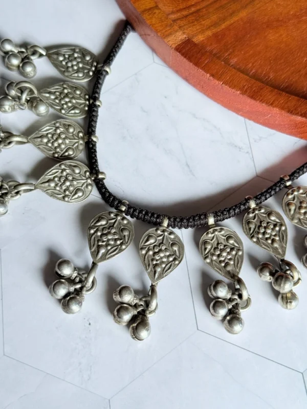 black-thread-silver-necklace