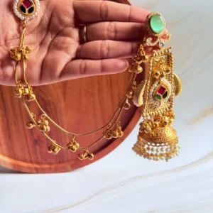 kaan-chain-kashmiri-jhumkas