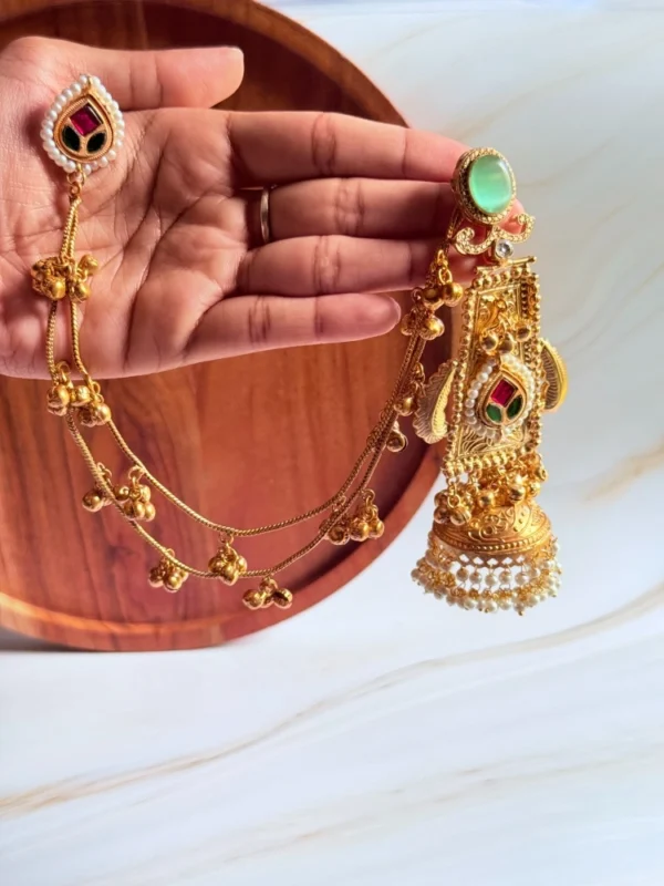 kaan-chain-kashmiri-jhumkas
