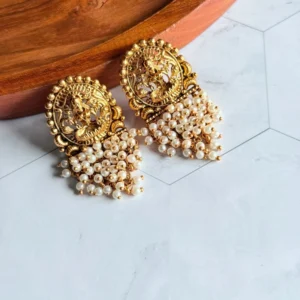 white-beads-lakshmi-stud