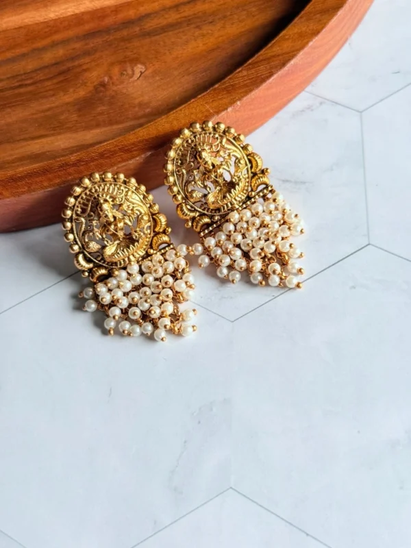 white-beads-lakshmi-stud