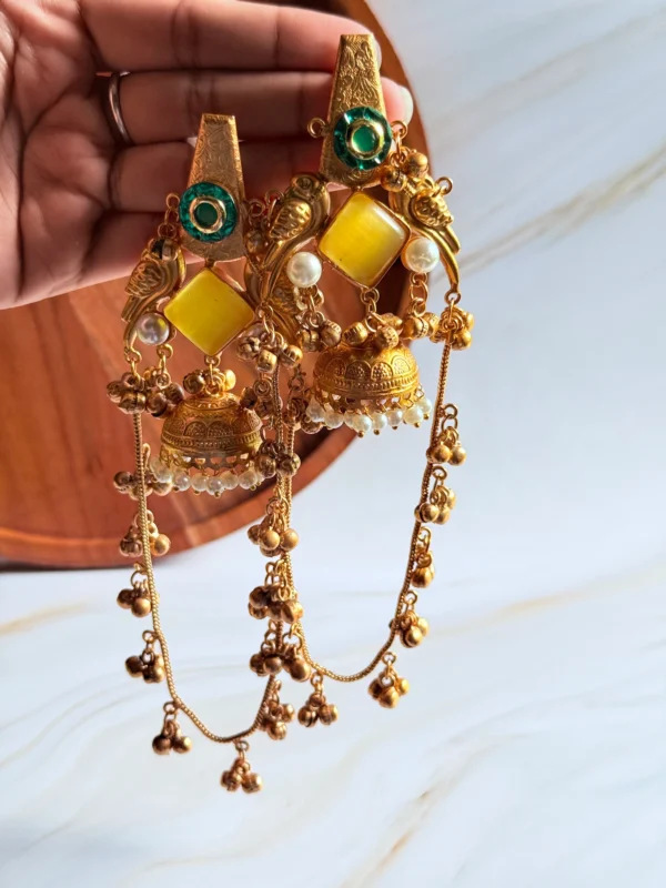 yellow-stone-kashmiri-earrings