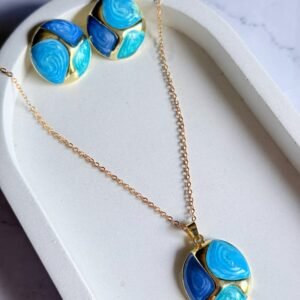 blue-enamel-pendant-necklace-set