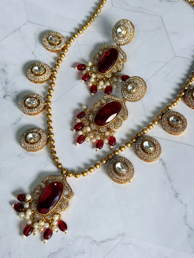 red-polki-necklace-set