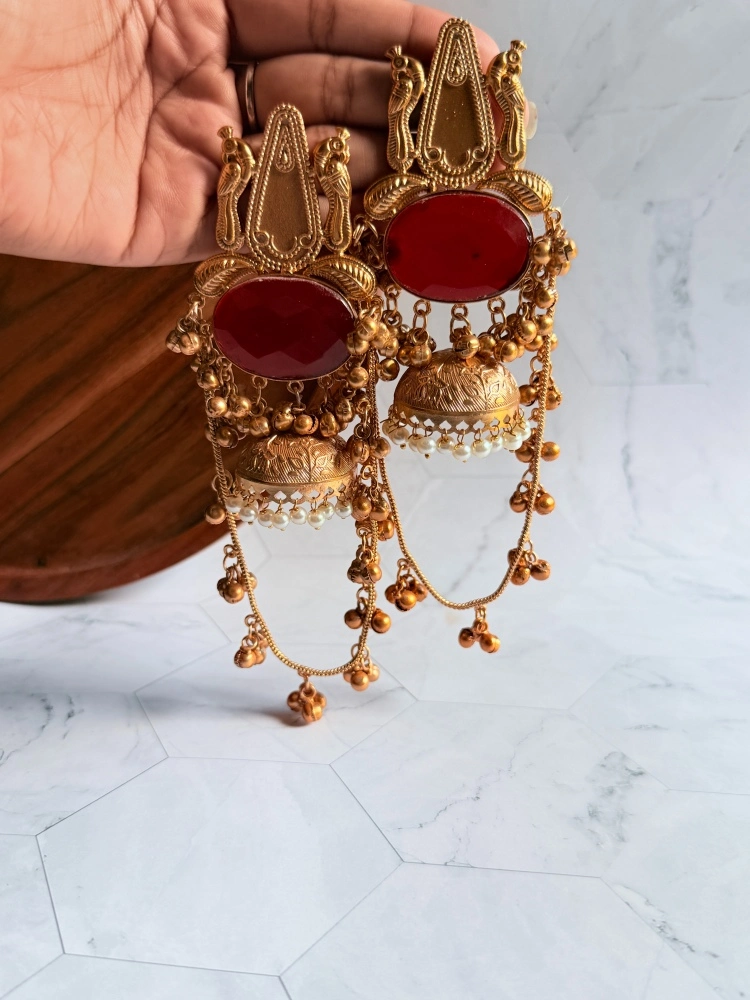 red-stone-long-jhumka