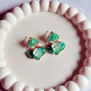 green-flower-drop-earrings