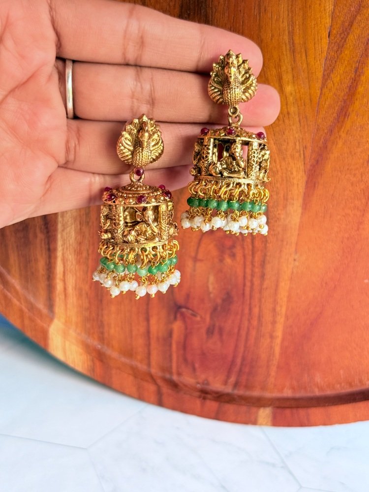 green-temple-beaded-earrings