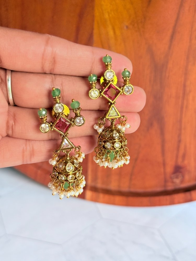 pink-stone-small-jhumkas