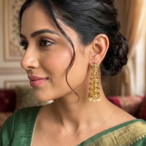 temple flower pearl jhumkas