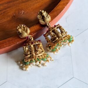 temple green jhumkas temple-green-jhumkas