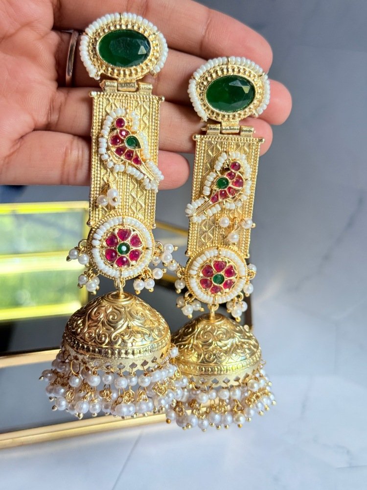 brass-long-jhumkas-with-stone