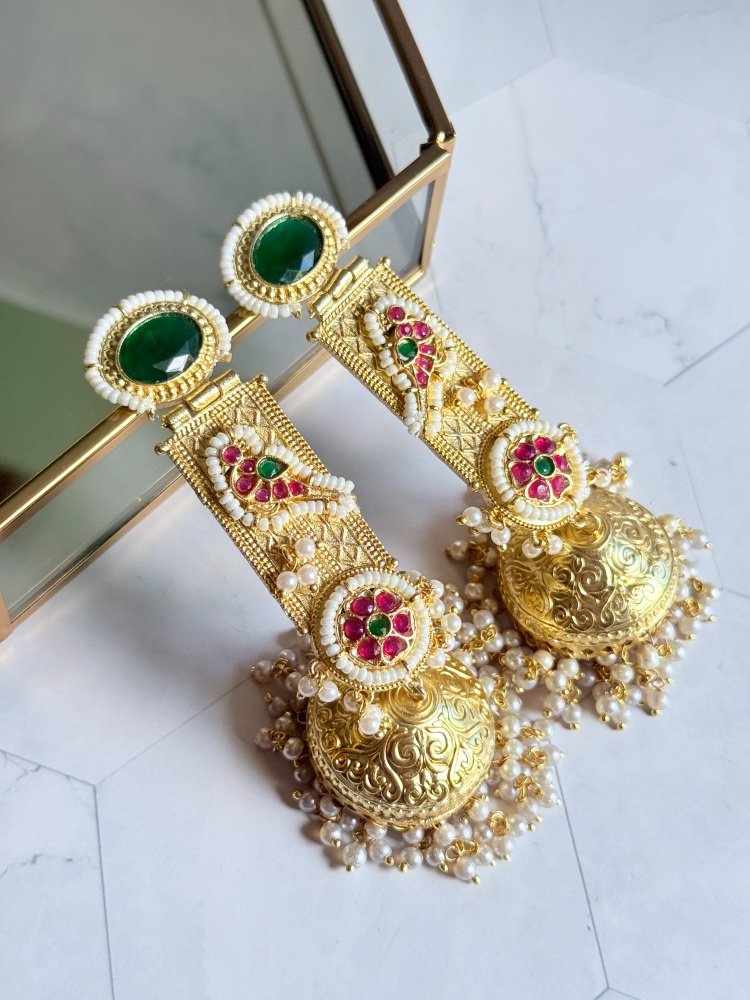 green-stone-kashmiri-jhumkas