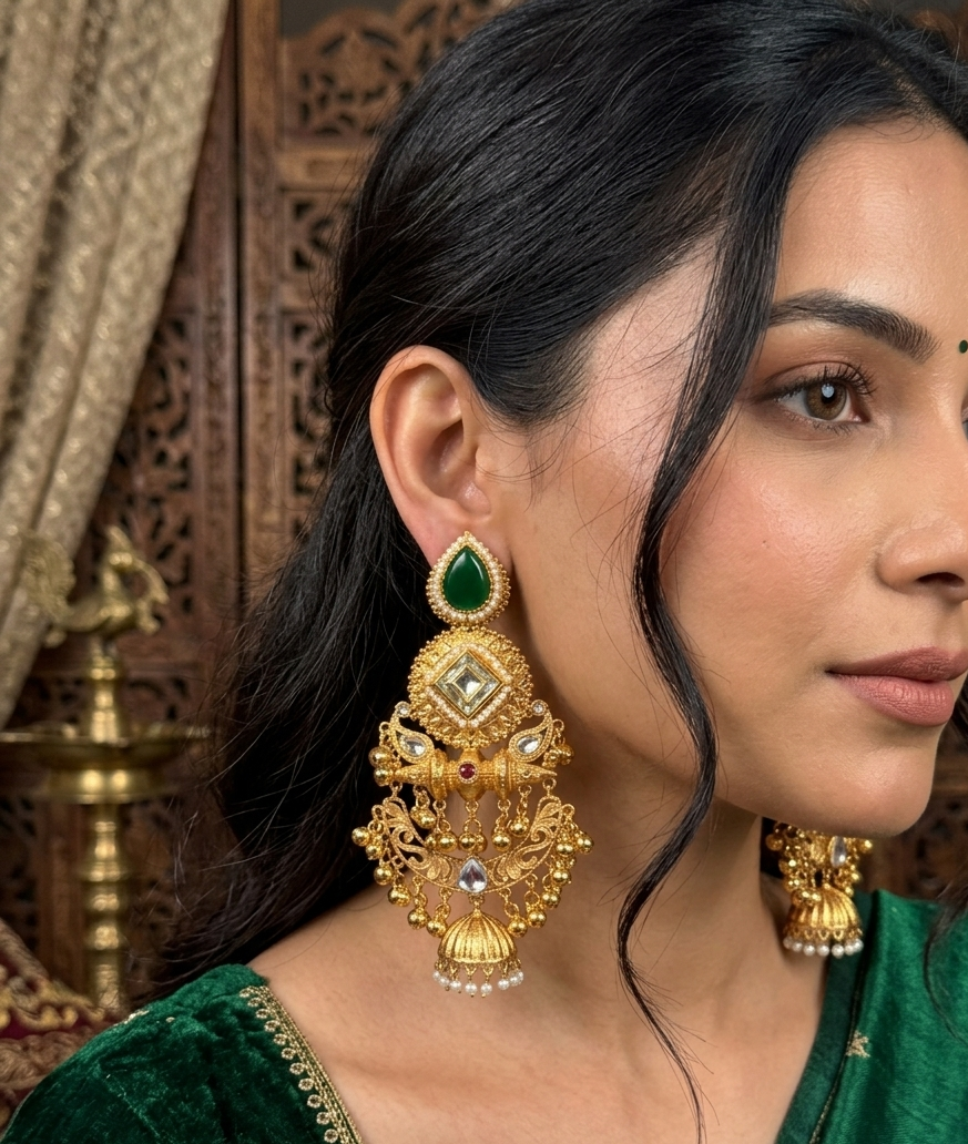 green-brass-jhumkas