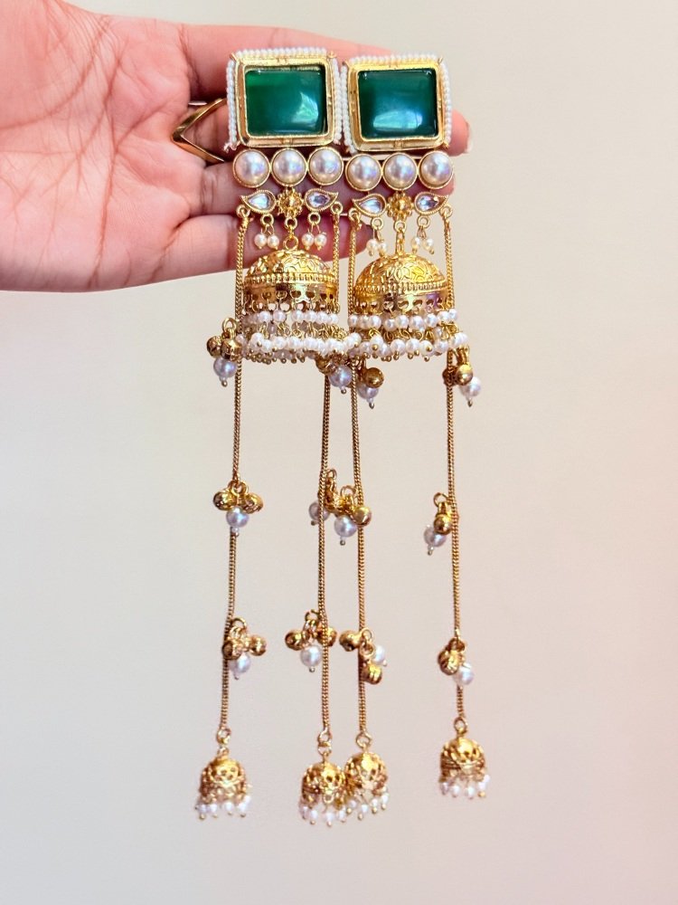 green-jhumkas