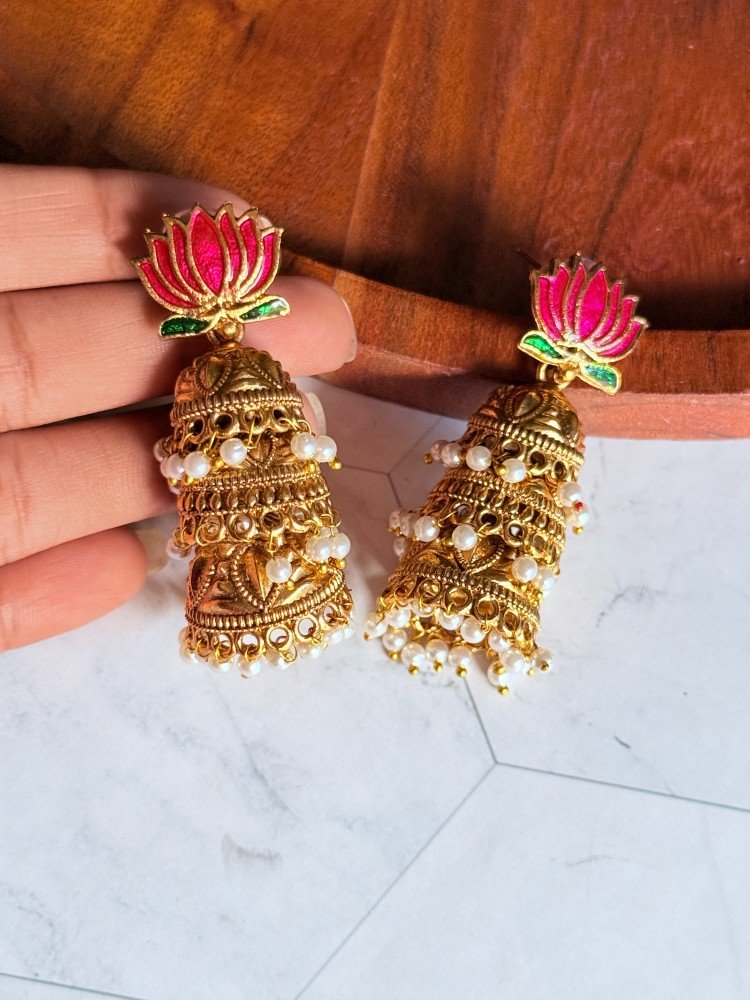 lotus-temple-jhumkas