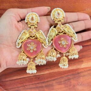 pink-stone-brass-jhumkas