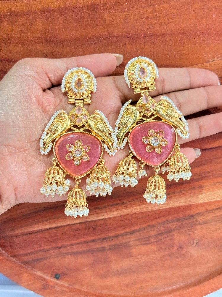 pink-stone-brass-jhumkas
