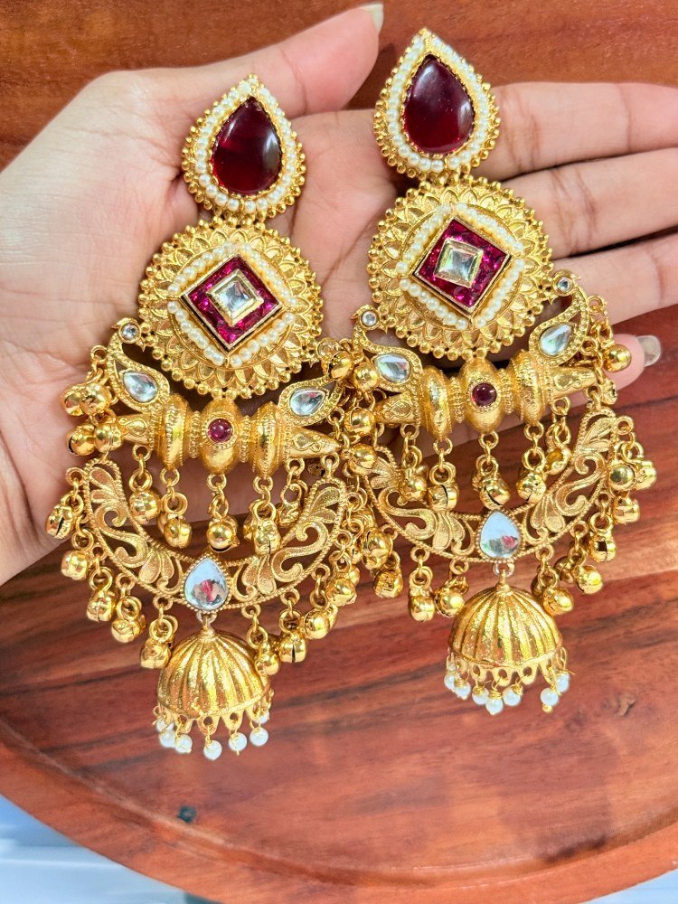 red-long-brass-jhumkas