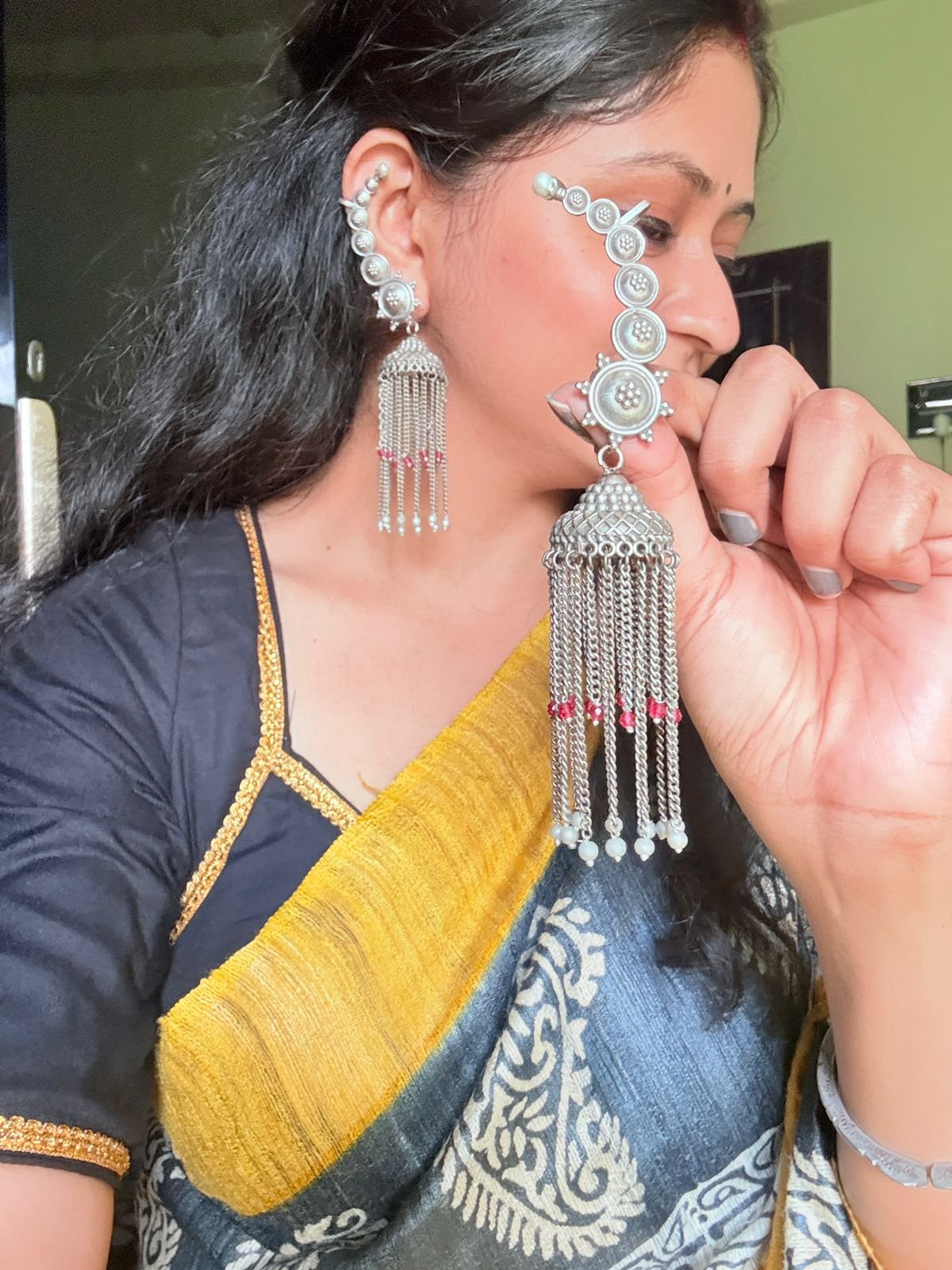 silver-toned-earcuff-jhumka
