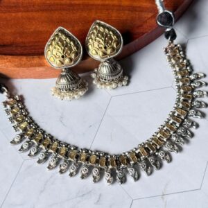 silver-dual-tone-choker-set