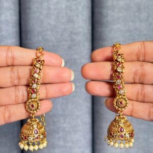 stone studded jhumka earchain stone-studded-jhumka-earchain