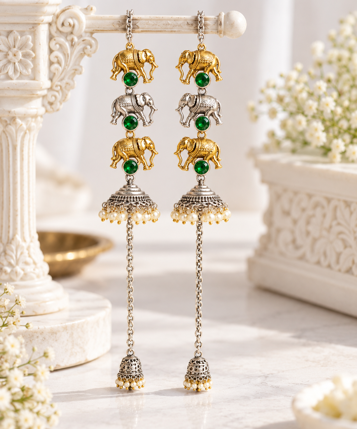 Elephant-Jhumka-Earrings-Display