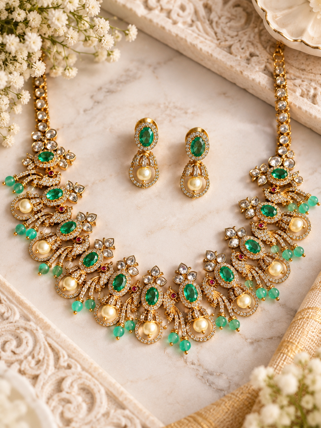 Emerald-and-Pearl-Bridal-Jewelry