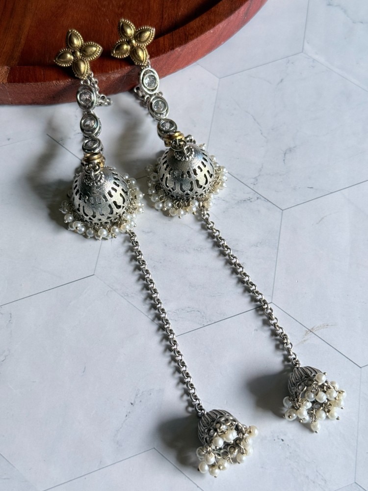floral-earchain-jhumkas