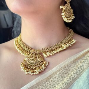 mahalakshmi brass necklace set mahalakshmi-brass-necklace-set